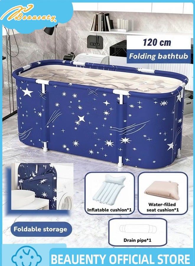 Beauenty large Independent Folding Bathtub, Adult Shower Room Spa Bathtub, Independent Spa Bathtub for Home Bathing And Hot And Cold Baths (120cm) - Image 1